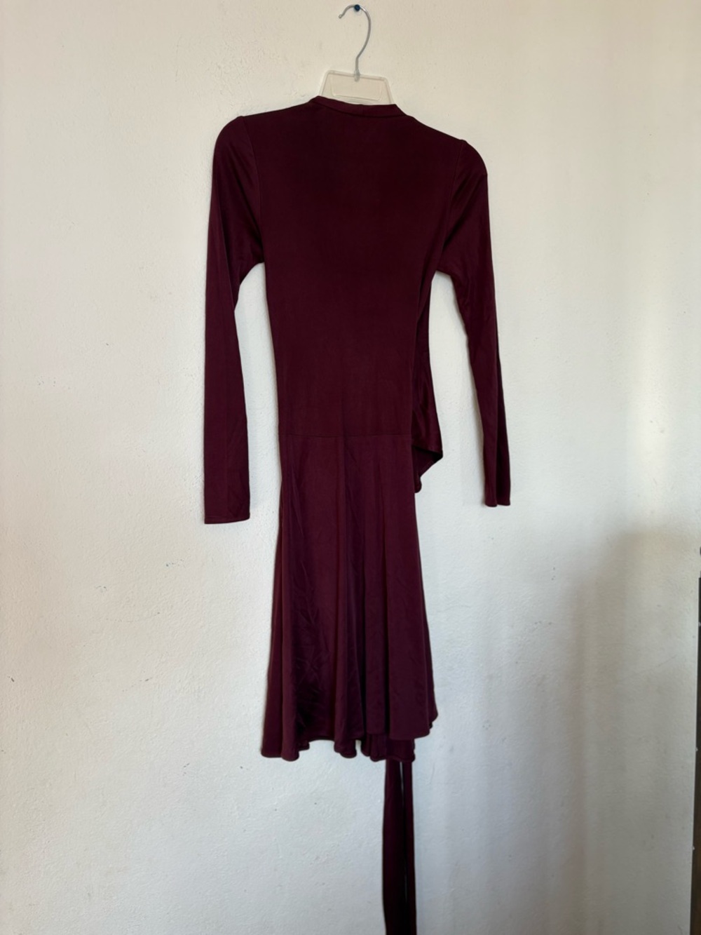 Issa London Burgundy Wrap-Style Long Sleeve Dress - Picture 2 of 3